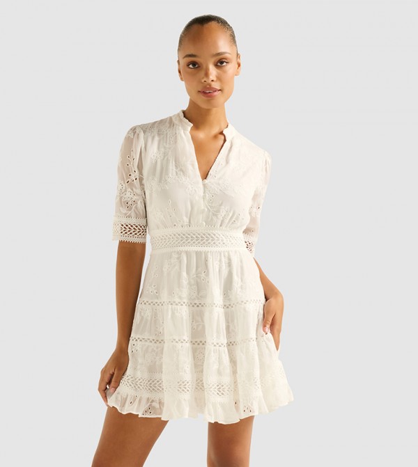 LILLIAN Trim Skater Mini Dress