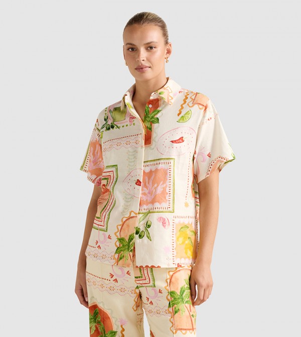 OLA Printed Oversized Shirt