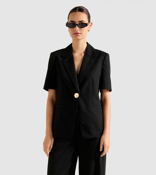 LIVIA Solid Short Sleeves Blazer