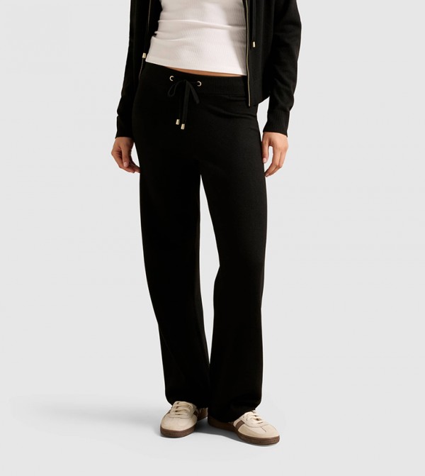 HAZEL Knitted Drawstring Waist Wide Leg Pants