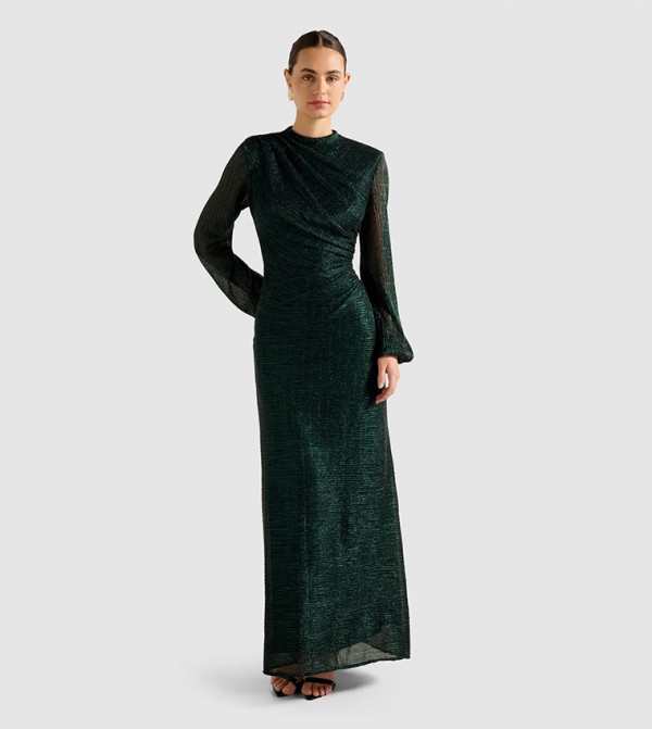 KRISTEN Long Sleeves Plisse Maxi Dress