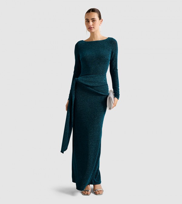 EDEN Long Sleeves Glitter Maxi Dress
