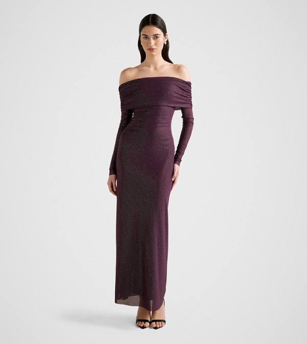 EFFIE Bardot Heatseal Maxi Dress