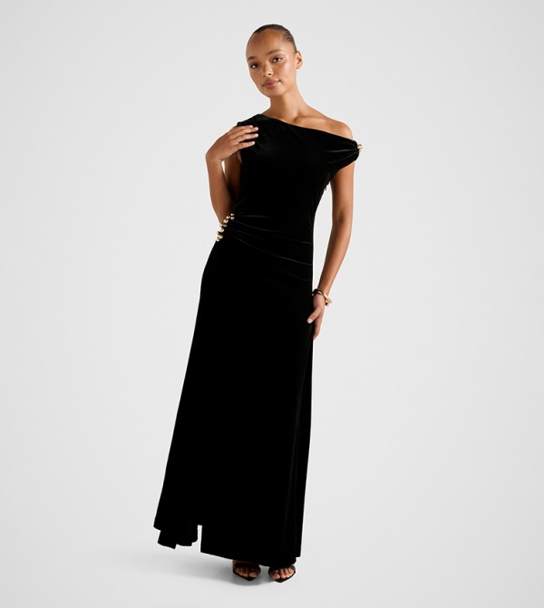 WINSLET Off Shoulder Velvet Maxi Dress