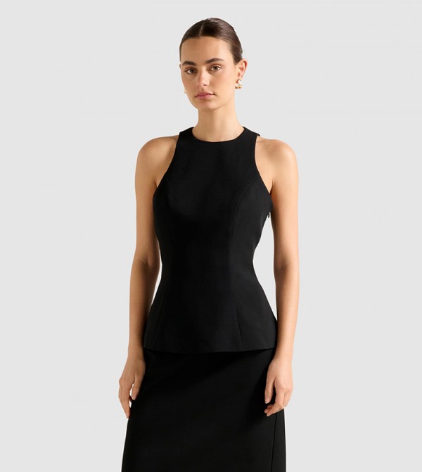 DAHLIA Sleeveless Peplum Hem Top