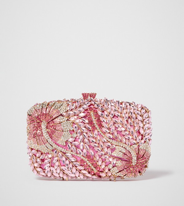 EVERLY Orchid Embellished Clasp Clutch