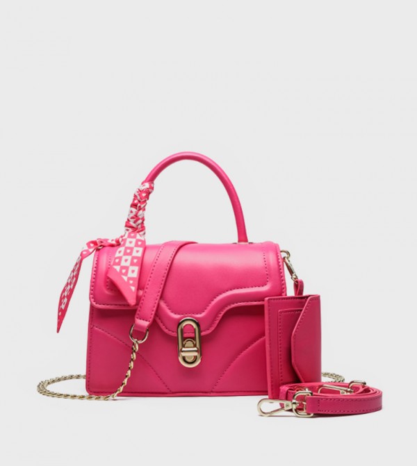Scarf Detail Convertible Top Handle Bag