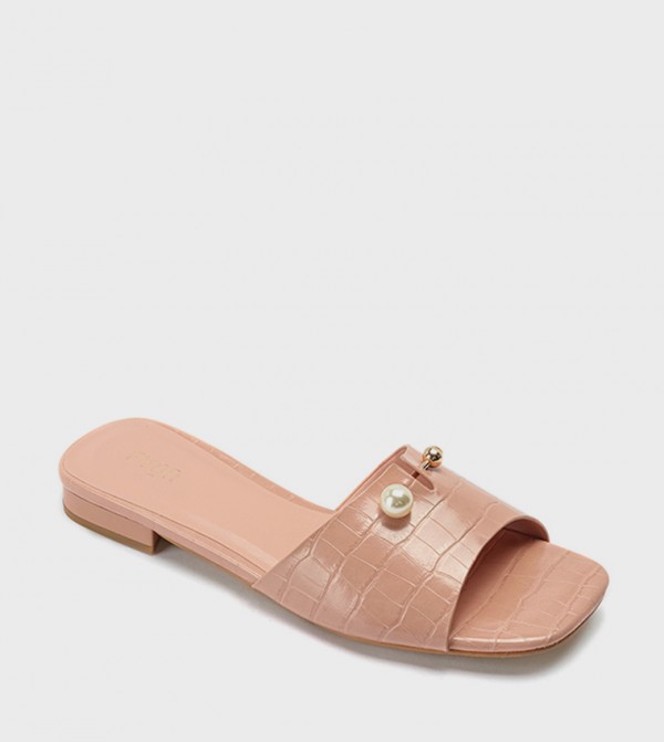 Textured Open Toe Flat Sandals