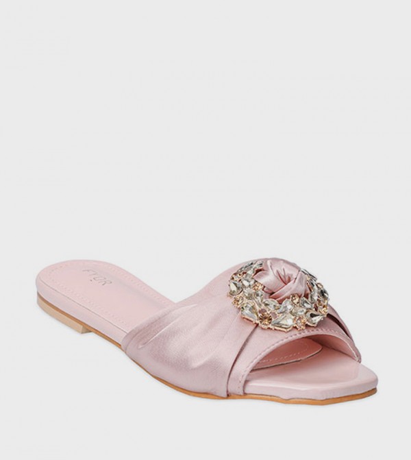 Embellished Open Toe Flat Sandals