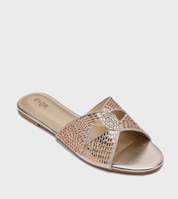 Embellished Open Toe Flat Sandals
