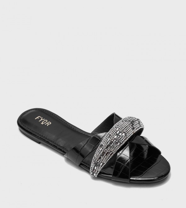 Embellished Open Toe Flat Sandals