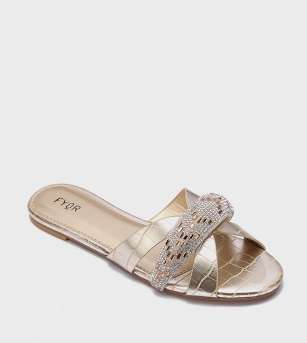 Embellished Open Toe Flat Sandals