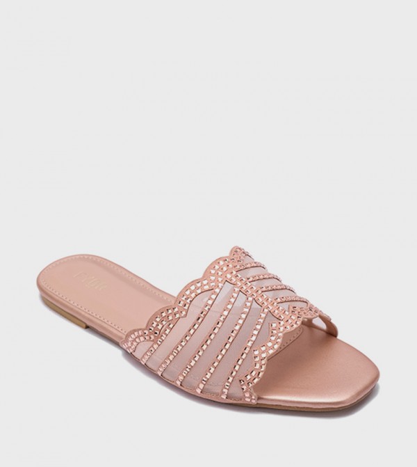 Embellished Open Toe Flat Sandals