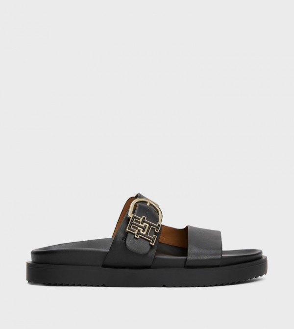 Logo Detail Leather Comfort Sandals