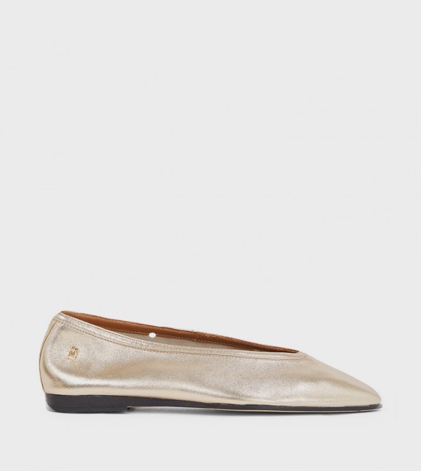 Metallic Leather Ballerinas