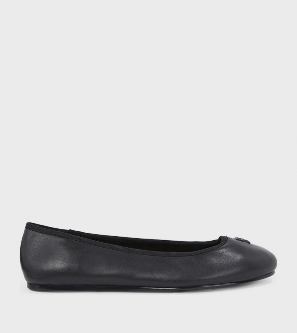 Logo Detail Leather Ballerinas