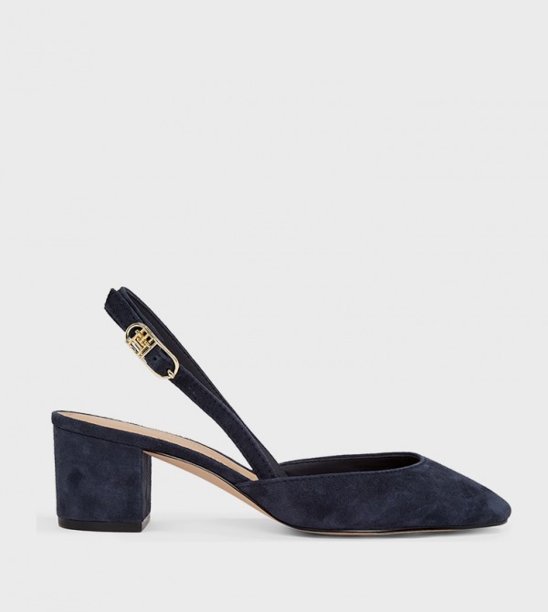 Slingback Suede Block Heel Pumps