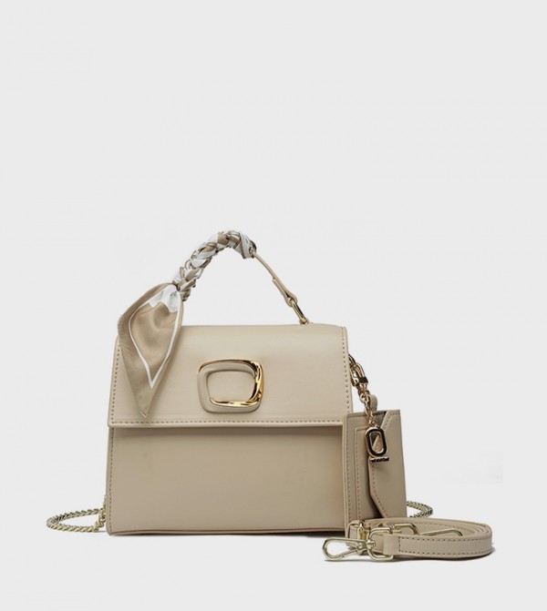 Logo Detail Top Handle Bag with Pouch