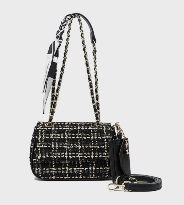 Tweed Shoulder Bag with Pouch