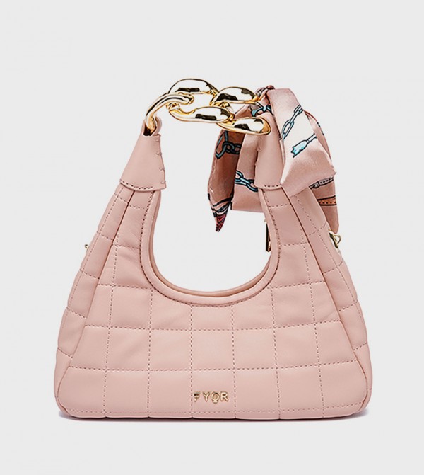 Quilted Hobo Bag with Scarf Detail