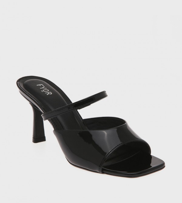 Solid Square Toe Heel Sandals