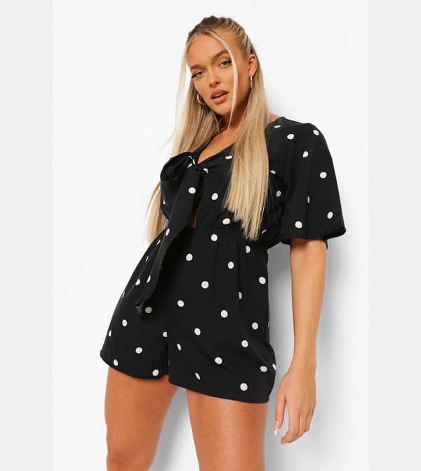 White and black polka best sale dot playsuit