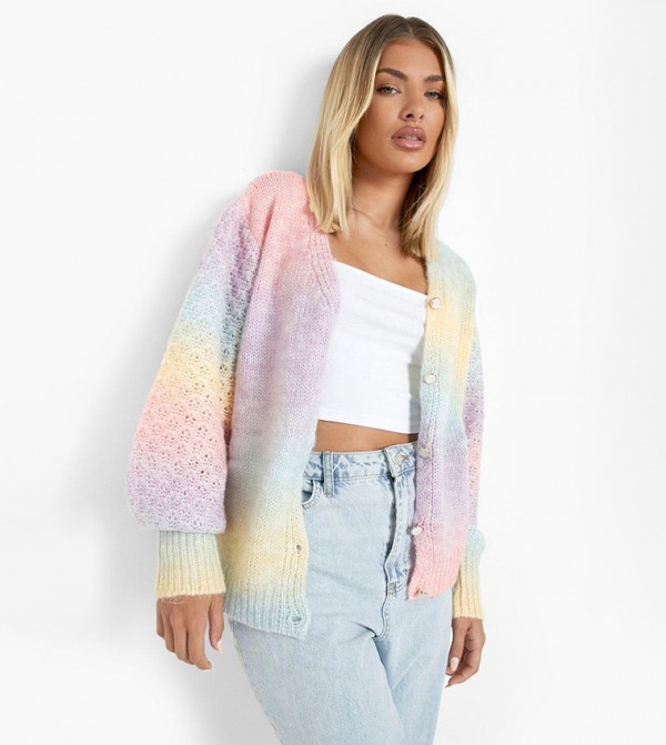 Pink puff sleeve best sale cardigan