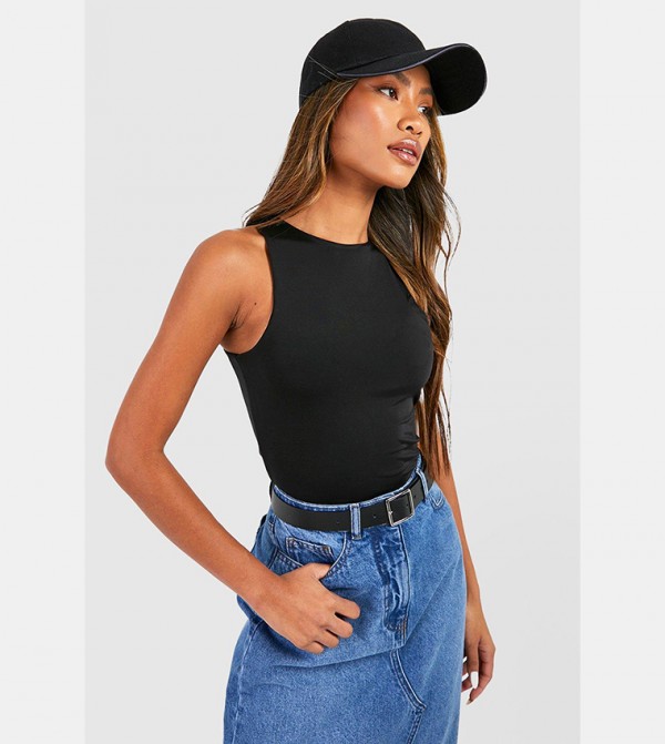 Buy Boohoo Slinky Halter Neck Bodysuit Top In Black