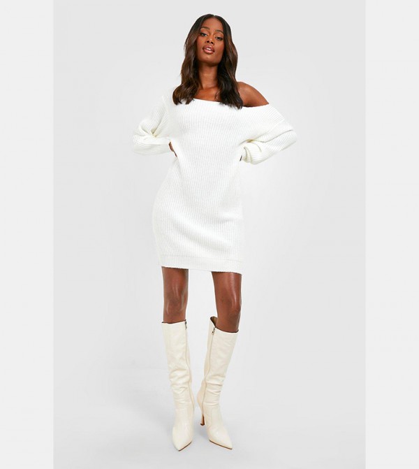 White off the hot sale shoulder jumper dress