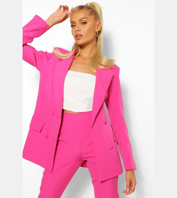 Double Breasted Pocket Pink Jacket main image 1