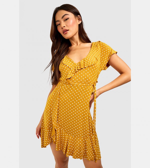 Polka dot outlet mustard dress