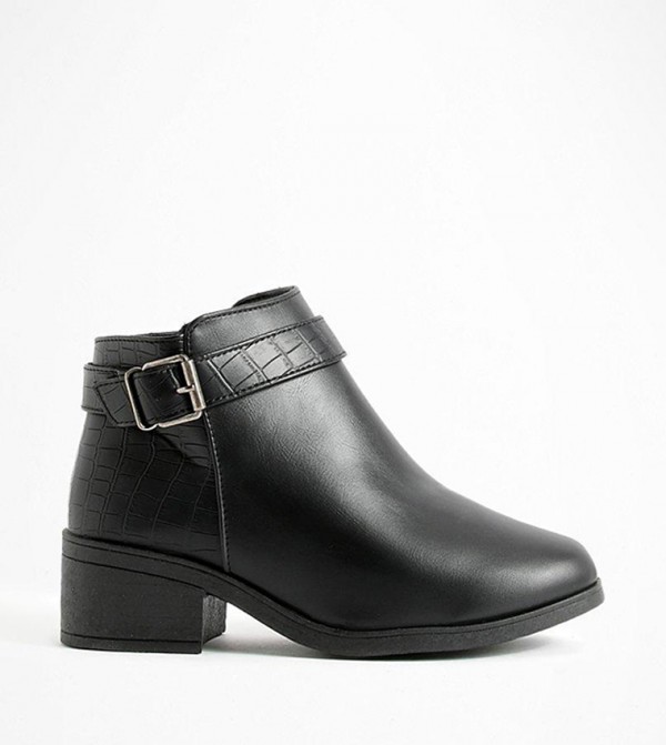 Buy Boohoo Wide Fit Buckle Detail Chelsea Boots In Black