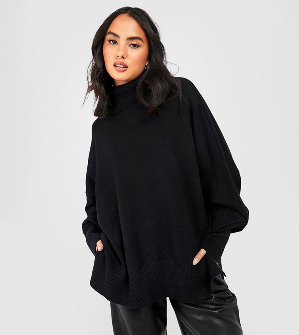 Oversized black clearance turtleneck