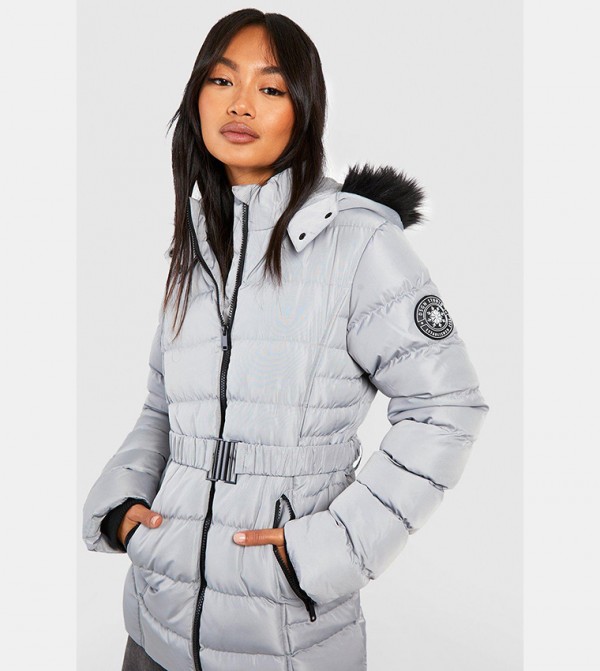 Parka with white fur hood store