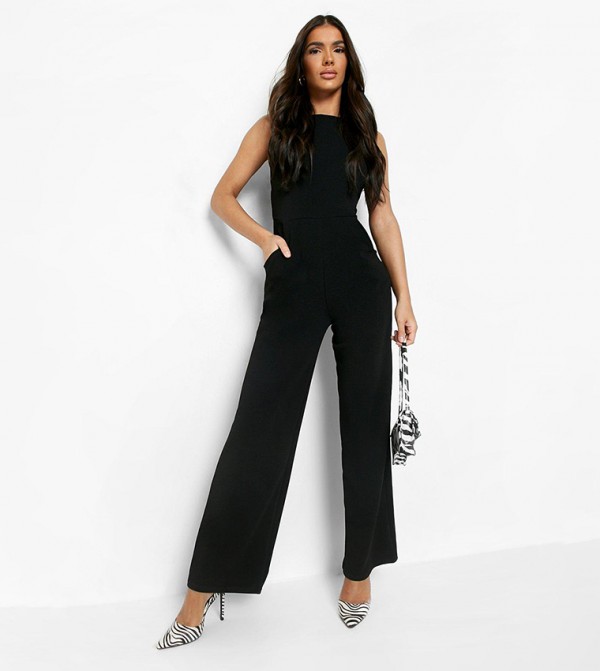 Petite Strappy Back Detail Relaxed Jumpsuit