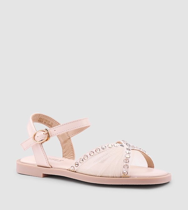 Embellished Ankle Strap Comfort Sandals