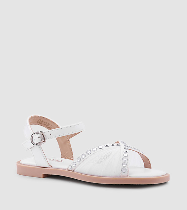Embellished Ankle Strap Comfort Sandals