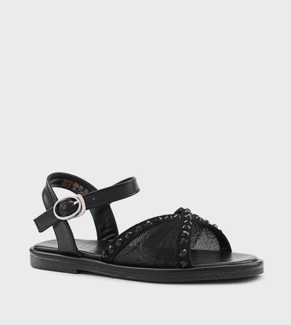 Embellished Ankle Strap Comfort Sandals