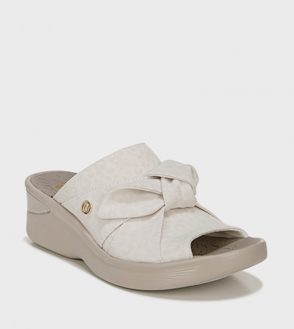 Buy Bzees SMILE Peep Toe Wedge Sandals In Off White 6thStreet Bahrain