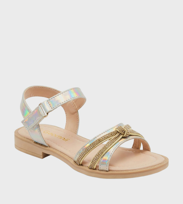 Embellished Open Toe Flat Sandals