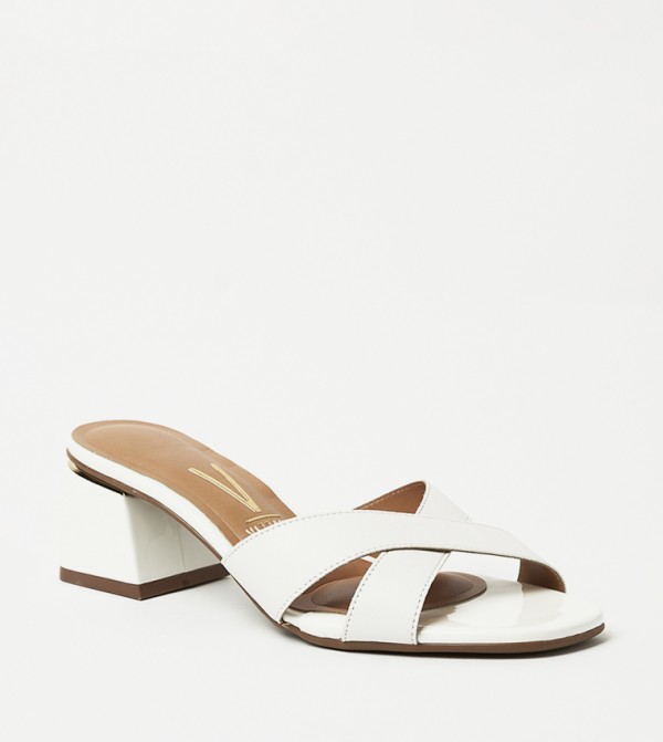 LORETTA Criss-Cross Block Heel Sandals