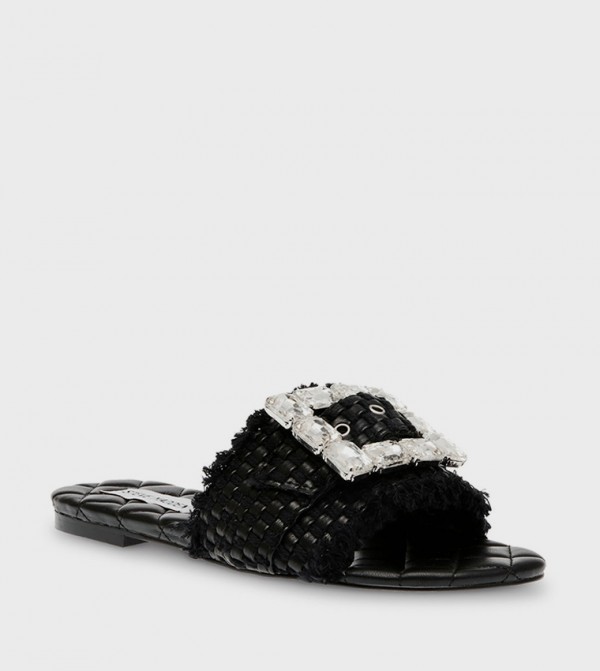 GETAWAY Embellished Basket Weave Flat Sandals