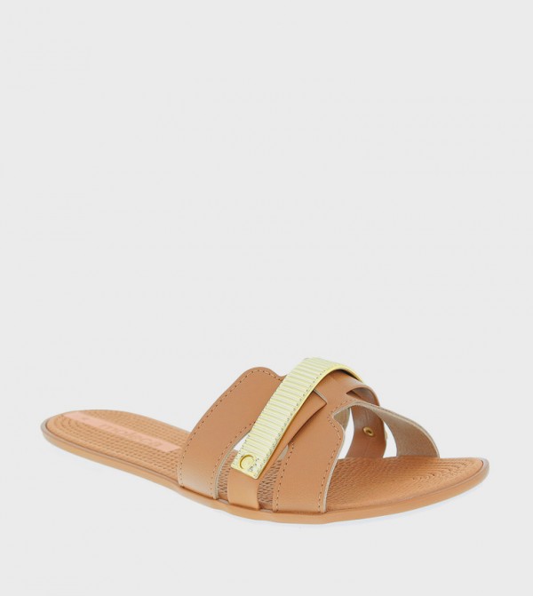 Textured Open Toe Flat Sandals