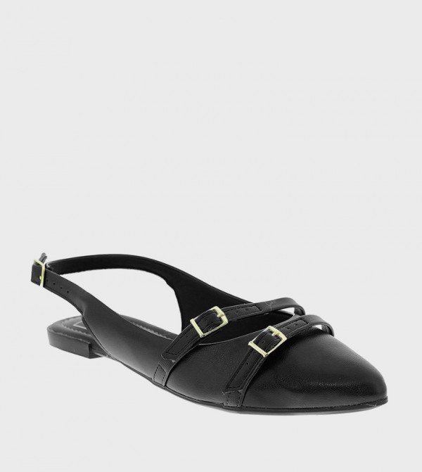 Buckle Strap Slingback Flats