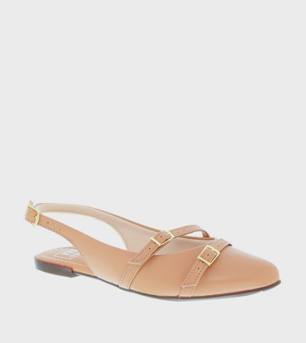 Buckle Strap Slingback Flats