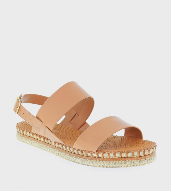 Metallic Strap Espadrille Flat Sandals