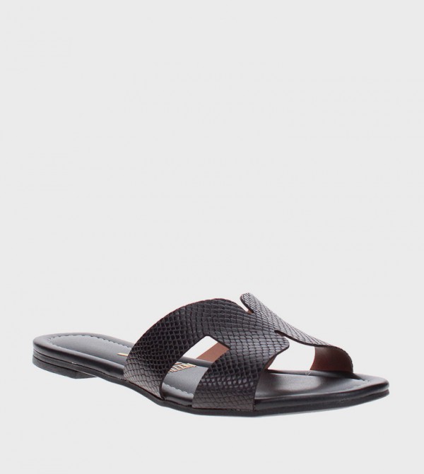Textured Open Toe Flat Sandals