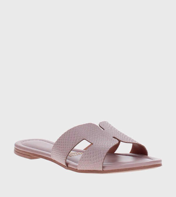 Textured Open Toe Flat Sandals