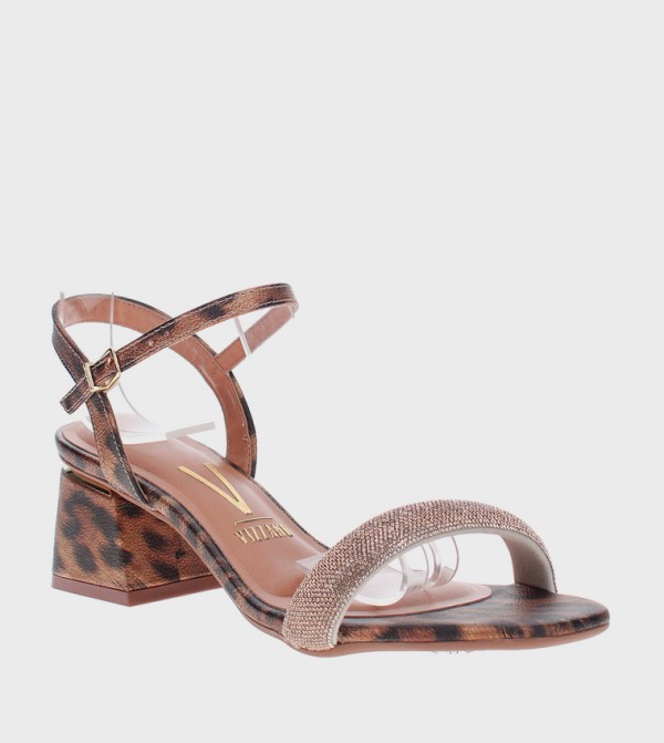 Leopard Patterned Open Toe Heel Sandals