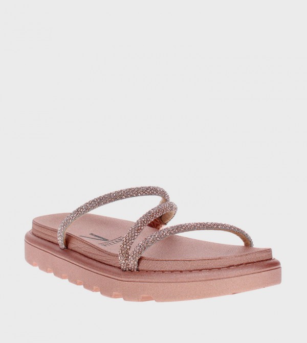 Embellished Strap Open Toe Flat Sandals